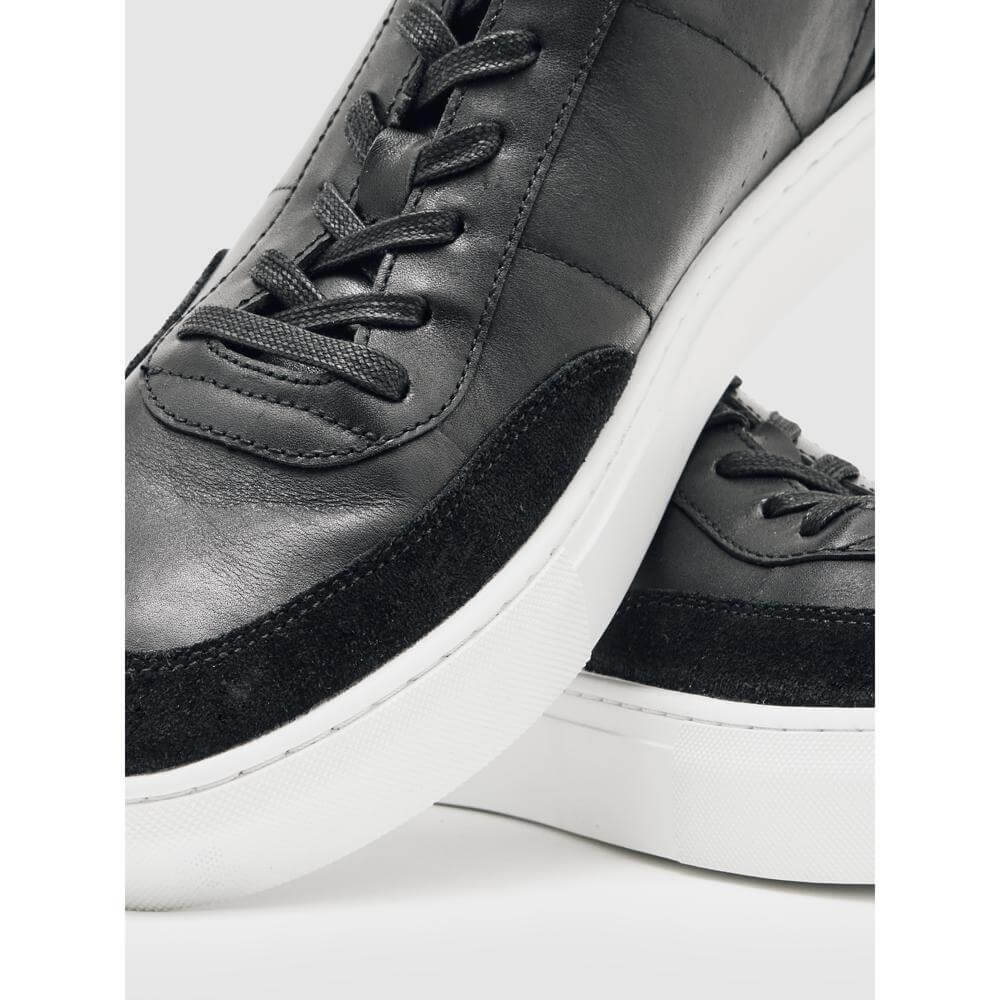 REISS Finton Bonded-Leather Low-Tip Trainers